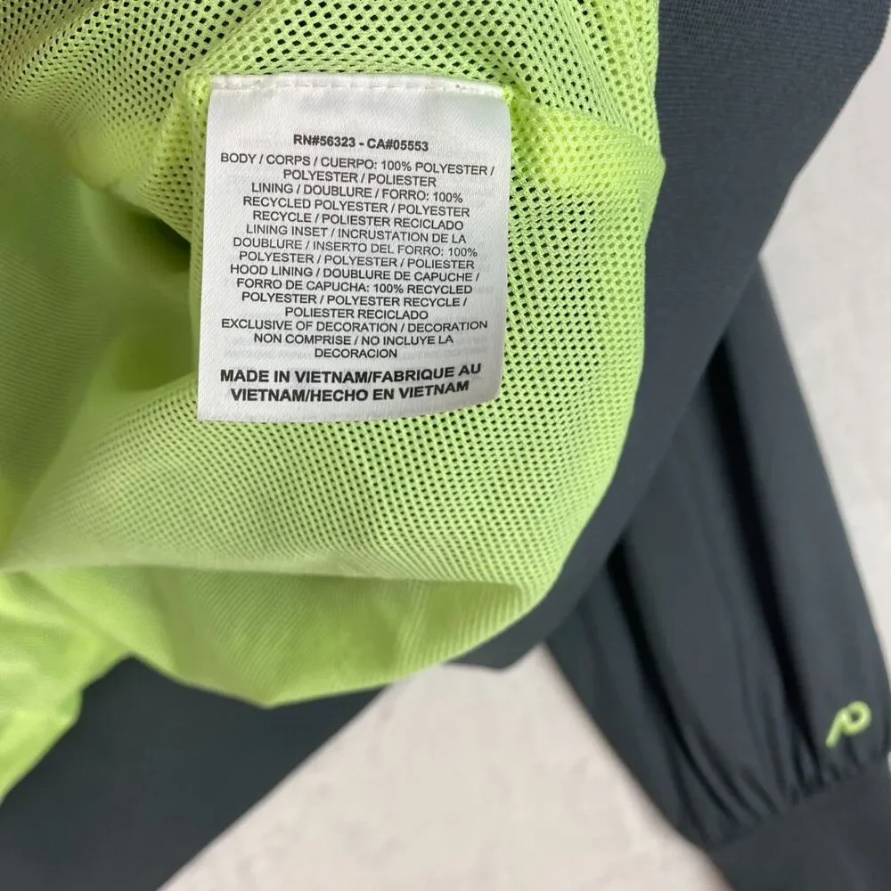 Nike Jacket Boys Small Gray Green Full Zip Hooded Windbreaker Logo Embroidered